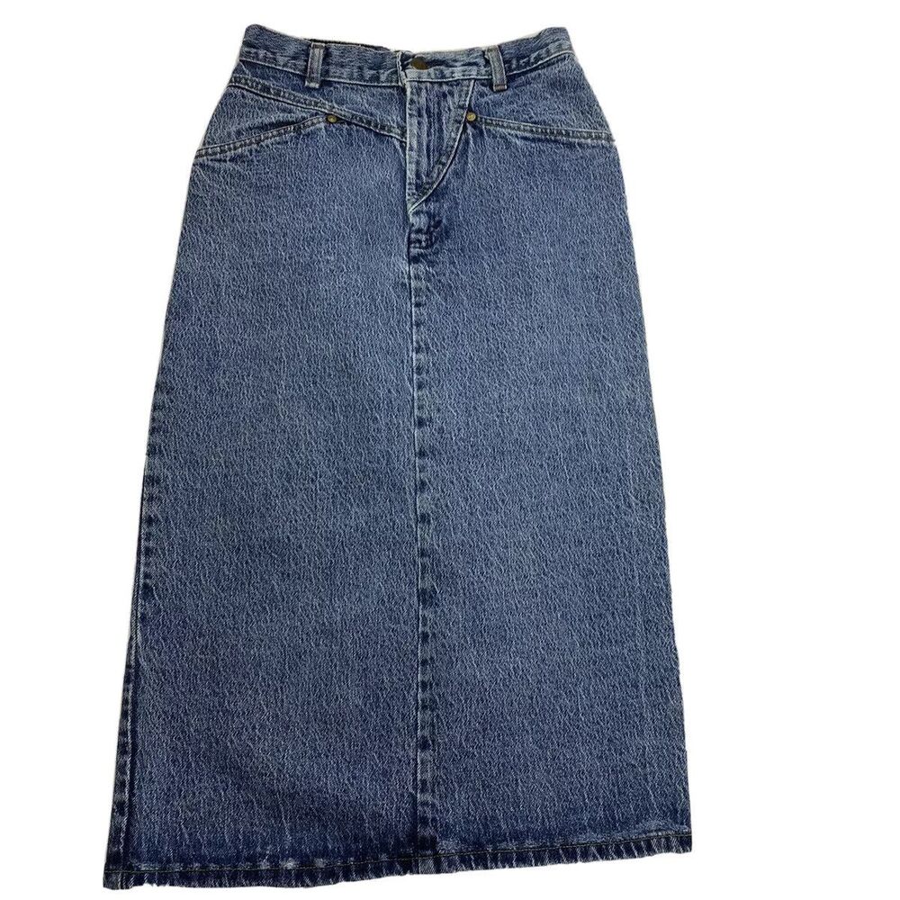 Vintage Levis Womens Medium Wash Straight High Rise Slit A-Line Skirt Size 8
